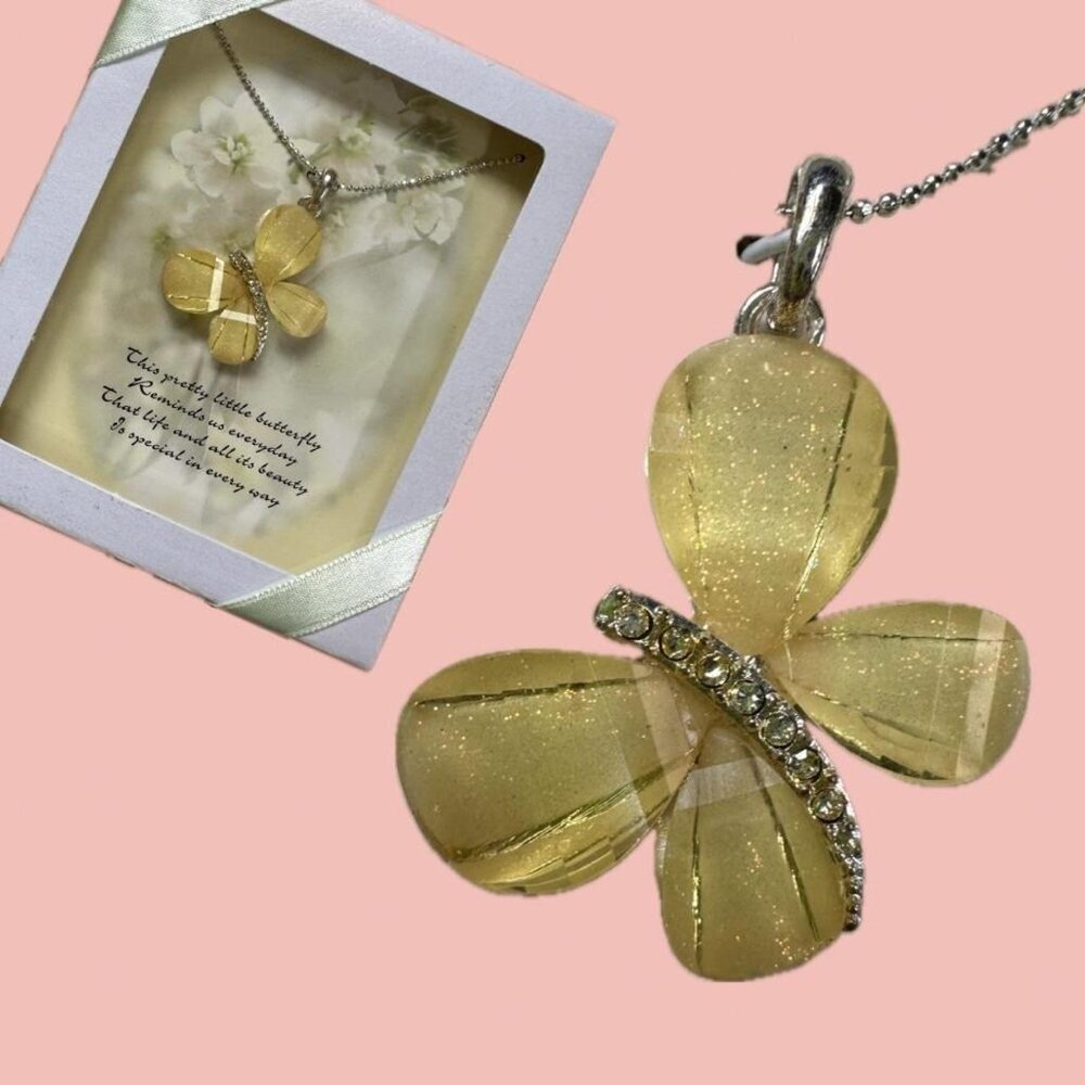 🧡 2 for 10$ NIB Y2K Butterfly Rhinestone Necklace.